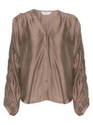 MOSS COPENHAGEN Bluzka w kolorze jasnobrązowym rozmiar: XS/S. Brązowe bluzki Moss Copenhagen, s, bez wzorów, bez kołnierzyka, bez ramiączek. Za 169.95 zł.