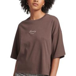 Koszulka turystyczna damska Superdry Code Heritage Boxy. Brązowe koszulki sportowe Superdry, bez wzorów, z bawełny, bez ramiączek. W wyprzedaży za 91.00 zł.