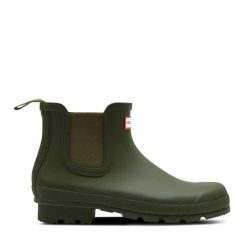 Elastyczne kalosze damskie Hunter Boots Element Chelsea. Zielone kalosze Hunter, bez wzorów, z gumy. Za 706.50 zł.