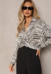 Beżowo-Czarna Koszula o Luźnym Fasonie w Etno Wzór Goliana. Brązowe koszule Renee, l, bez wzorów, etno, bez kołnierzyka, bez ramiączek. Za 79.99 zł.