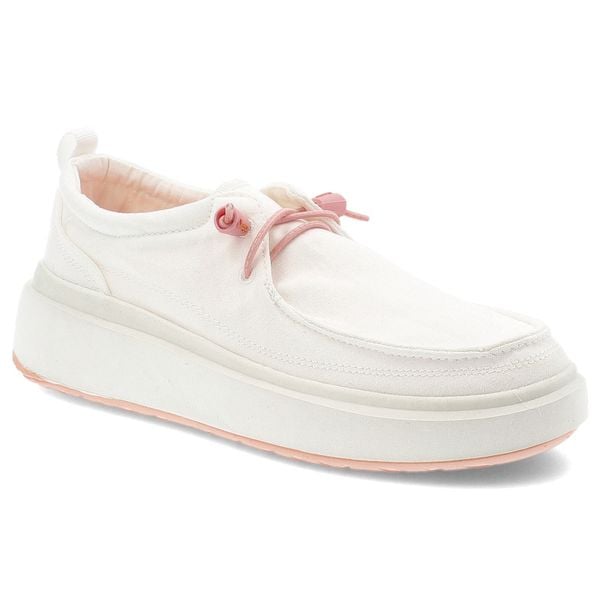 Półbuty damskie Jeep, na platformie z okrągłym noskiem wsuwane materiałowe, białe, JL51500A-098. Białe półbuty wsuwane Jeep, bez wzorów, z materiału, eleganckie, z okrągłym noskiem, bez obcasa, na platformie, bez zapięcia. Za 289.00 zł.