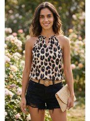 SOULSHAE Top w kolorze beżowym rozmiar: S/M. Brązowe topy SOULSHAE, m, bez wzorów, bez kołnierzyka, bez ramiączek. Za 89.95 zł.