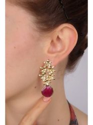 Pierres delicates Pozłacane kolczyki-wkrętki z agatami rozmiar: onesize. Żółte kolczyki Pierres delicates, z agatem, pozłacane. Za 43.99 zł.