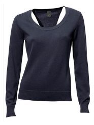 Heine Sweter w kolorze granatowym rozmiar: 36. Niebieskie swetry Heine, bez wzorów, z bawełny, bez ramiączek. Za 66.00 zł.