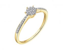 Pierścionek z żółtego złota z diamentami - 0,12 ct - próba 585. Żółte pierścionki Apart, z diamentem, złote. Za 2,190.00 zł.