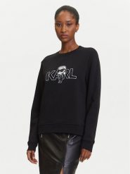 KARL LAGERFELD Bluza A3W20056 Czarny Regular Fit. Czarne bluzy KARL LAGERFELD, m, bez wzorów, z bawełny, bez kaptura. Za 769.99 zł.