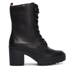 Botki Fly London. Czarne botki Fly London, bez wzorów, bez obcasa, na słupku, bez zapięcia. Za 879.99 zł.