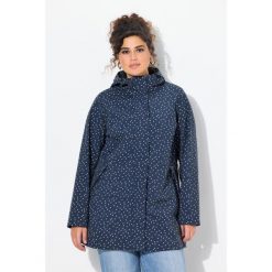 Damskie Długa kurtka softshell wodoodporna wzór z kroplami deszczu kaptur. Niebieskie kurtki sportowe Ulla Popken, plus size, bez wzorów, z elastanu, bez kaptura, trekkingowe. Za 584.99 zł.