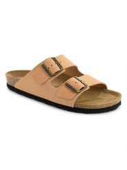 Sunbay Skórzane klapki "Trefle" w kolorze jasnoróżowym rozmiar: 42. Różowe klapki Sunbay, bez wzorów, ze skóry, z otwartym noskiem, bez obcasa. Za 121.51 zł.