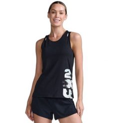 Damski tank top 2XU Light Speed. Czarne topy 2XU, bez wzorów, z tkaniny, bez kołnierzyka, bez ramiączek. Za 347.50 zł.