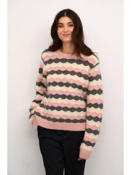 CULTURE Sweter "Anthonia" w kolorze jasnoróżowo-kremowo-antracytowym rozmiar: L/XL. Brązowe swetry Culture, l, bez wzorów, z wełny, bez ramiączek. Za 140.86 zł.