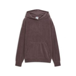 Damska bluza z kapturem Essentials Elevated Comfort Velour Rib PUMA. Fioletowe bluzy Puma, bez wzorów, z kapturem. Za 249.00 zł.