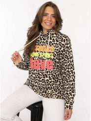 Zwillingsherz Bluza "AOP Leo Strong" w kolorze beżowym rozmiar: XXL. Brązowe bluzy Zwillingsherz, xxl, bez wzorów, z kapturem. Za 195.45 zł.