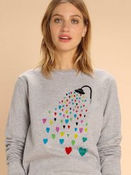 WOOOP Bluza "Love Shower" w kolorze szarym rozmiar: S. Szare bluzy Wooop, s, bez wzorów, z bawełny, bez kaptura. Za 92.42 zł.