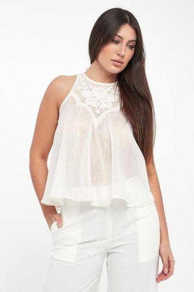 Top damski z haftem TWINSET. Topy Twinset Milano, bez wzorów, bez kołnierzyka, bez ramiączek. Za 869.00 zł.