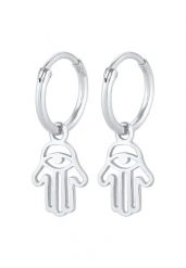Elli Elli Kolczyki Damskie kreole Ręka Fatimay symbol ochrony w srebrze próby 925 Sterling Silver Kolczyki koła 1 ct. Brązowe kolczyki Elli, srebrne. Za 203.99 zł.