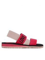 LOVE MOSCHINO Sandały JA16033G0MJN460C Różowy. Czerwone sandały Love Moschino, bez wzorów, z materiału, bez obcasa, na płaskiej podeszwie, bez zapięcia. Za 359.99 zł.