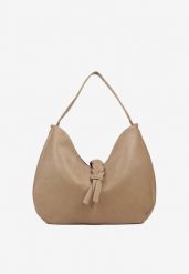 Beżowa Torebka Hobo Shopper Ozdobiona Plecionką Nalorella. Brązowe shopper Renee, bez wzorów, z jeansu, biznesowe, bez dodatków. Za 159.99 zł.