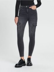 Jeansy skinny cargo - szary. Szare jeansy Sinsay, l, bez wzorów. Za 69.99 zł.