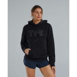 Bluza z kapturem techniczne TYR UltraSoft Big Logo. Czarne bluzy TYR, bez wzorów, z materiału, z kapturem. Za 349.98 zł.