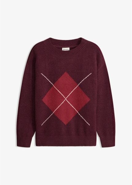Sweter oversize. Czerwone swetry bonprix, bez wzorów, bez ramiączek. Za 134.99 zł.