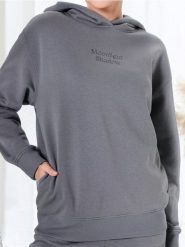 Bluza hoodie - szary. Szare bluzy Sinsay, l, bez wzorów, bez kaptura. W wyprzedaży za 22.99 zł.