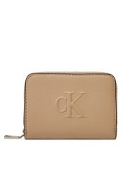 Calvin Klein Jeans Mały Portfel Damski Sculpted Med Zip Around Wallet LV04K1004G Beżowy. Brązowe portfele Calvin Klein Jeans, bez wzorów, z jeansu. Za 139.99 zł.