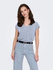 ONLY Koszulka w kolorze błękitnym rozmiar: XS. Niebieskie bluzki Only, xs, bez wzorów, bez kołnierzyka, bez ramiączek. Za 43.99 zł.