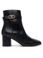 Tommy Hilfiger Botki Th Strap Leather Block Heel Boot FW0FW09488 Czarny. Czarne botki TOMMY HILFIGER, bez wzorów, ze skóry, bez obcasa, na słupku, bez zapięcia. Za 749.99 zł.
