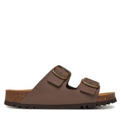 Klapki Scholl. Brązowe klapki Scholl, bez wzorów, bez obcasa. Za 219.99 zł.