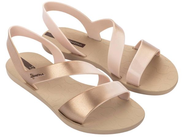 Sandały damskie Ipanema Vibe. Brązowe sandały Ipanema, bez wzorów, z gumy, sportowe, bez obcasa, bez zapięcia. Za 94.99 zł.