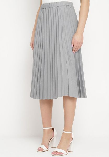 Ciemnoszara Plisowana Spódnica Midi z Wyższym Stanem Isolara. Szare spódnice Born2be, do pracy, bez wzorów, biznesowe, midi, proste. Za 44.99 zł.