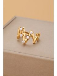 Atelier MIU Pozłacany pierścionek z perłami rozmiar: onesize. Białe pierścionki Atelier MIU, z perłą, pozłacane. Za 34.99 zł.