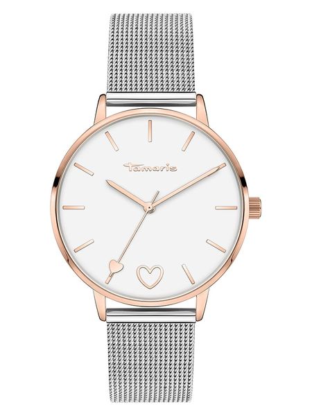 Tamaris Zegarek kwarcowy w kolorze srebrno-różowozłoto-białym rozmiar: onesize. Szare, analogowe zegarki Tamaris, metalowe. Za 152.99 zł.