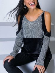 LA Angels Bluzka w kolorze szaro-czarnym rozmiar: S. Czarne bluzki LA Angels, s, bez wzorów, bez kołnierzyka, bez ramiączek. Za 104.99 zł.