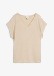 Koszulka oversize w optyce dzianiny. Brązowe bluzki bonprix, bez wzorów, z dzianiny, bez kołnierzyka, bez ramiączek. Za 84.99 zł.