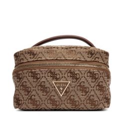 Kosmetyczka Guess. Brązowe kufry i kosmetyczki Guess, z aplikacjami, z materiału, bez dodatków. Za 214.99 zł.