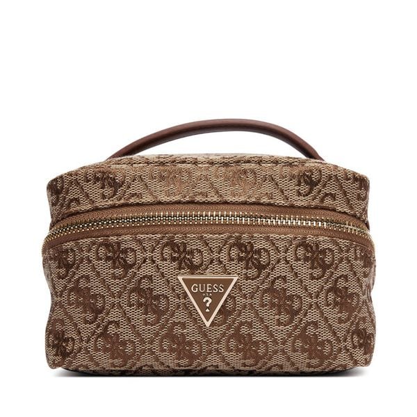Kosmetyczka Guess. Brązowe kufry i kosmetyczki Guess, z aplikacjami, z materiału, bez dodatków. Za 214.99 zł.