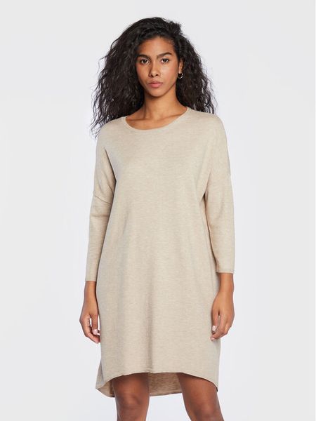 Moss Copenhagen Sukienka dzianinowa Rachelle 16172 Beżowy Regular Fit. Brązowe sukienki Moss Copenhagen, s, bez wzorów, z dzianiny, bez kołnierzyka, bez ramiączek. Za 139.99 zł.