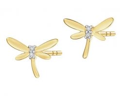 Kolczyki z żółtego złota z diamentami - ważki - 0,01 ct - próba 585. Żółte kolczyki Apart, z diamentem, złote. Za 1,429.00 zł.