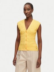 Tommy Hilfiger Kardigan WW0WW50075 Żółty jasny Slim Fit. Żółte kardigany TOMMY HILFIGER, l, bez wzorów, z bawełny. Za 529.99 zł.