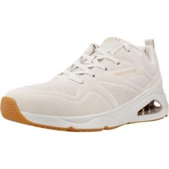 Buty do chodzenia damskie Skechers Tres-air Uno. Białe obuwie sportowe Skechers, z materiału, bez zapięcia, trekkingowe. Za 419.00 zł.