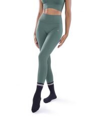 Athleas Legginsy sportowe "Mya" w kolorze khaki rozmiar: M/L. Brązowe legginsy Athleas, l, bez wzorów, z materiału, z podwyższonym stanem. Za 130.99 zł.