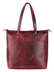 WEZBEY Skórzana torebka "Juana" w kolorze bordowym - 39 x 35 x 13 cm rozmiar: onesize. Czerwone torby na ramię WEZBEY, bez wzorów, z materiału, na ramię, bez dodatków. Za 188.85 zł.