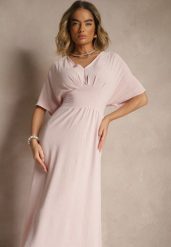 Jasnoróżowa Sukienka o Rozkloszowanym Kroju z Gumką w Talii Iffine. Czerwone sukienki Renee, na co dzień, l, bez wzorów, eleganckie, bez kołnierzyka, bez ramiączek, maxi, rozkloszowane. Za 49.99 zł.