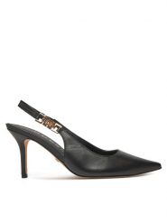 Guess Sandały FLPNS3 LEA05 Czarny. Czarne sandały Guess, z aplikacjami, ze skóry, bez obcasa, na szpilce, bez zapięcia. Za 539.99 zł.