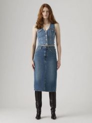 Levi's Spódnica dżinsowa w kolorze niebieskim rozmiar: W31. Niebieskie spódnice Levi's®, na co dzień, s, z aplikacjami, z bawełny, klasyczne, midi, proste. Za 173.95 zł.