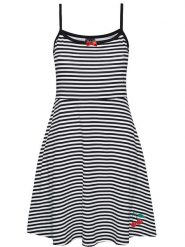 Pussy Deluxe Sukienka "Stripey Classic" w kolorze czarno-białym rozmiar: S. Białe sukienki Pussy Deluxe, s, bez wzorów, z bawełny, bez kołnierzyka, bez ramiączek, midi, rozkloszowane. Za 52.79 zł.