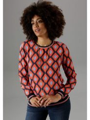 Aniston Bluzka w kolorze pomarańczowo-błękitnym rozmiar: 46. Niebieskie bluzki Aniston, bez wzorów, bez kołnierzyka, bez ramiączek. Za 82.99 zł.