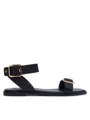 BOSS Sandały Charlize 50563332 Czarny. Czarne sandały Boss, bez wzorów, ze skóry, bez obcasa, na płaskiej podeszwie, bez zapięcia. Za 899.99 zł.